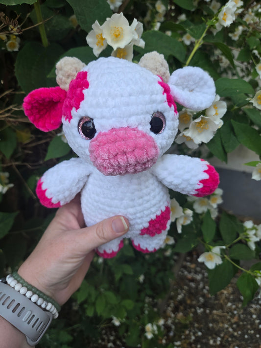 Vache blanche et fushia