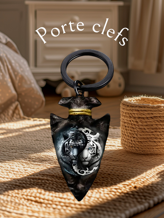 Porte clefs tigre noir et blanc